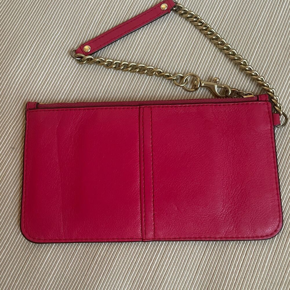 Coach Madison Slim Pink Leather Chain Wristlet Horse Carriage | Gold Zip Top - Picture 4 of 6